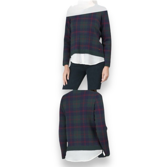 ANNE KLEIN Treeline Combo Mixed Media Plaid Sweater - Picture 2 of 13